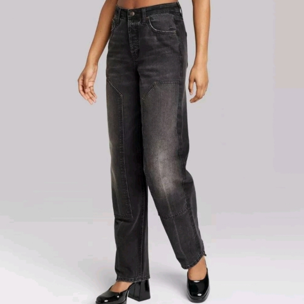 Wild Fable High-Rise Straight EasyRigid Black Wash Jeans Size 6/32"